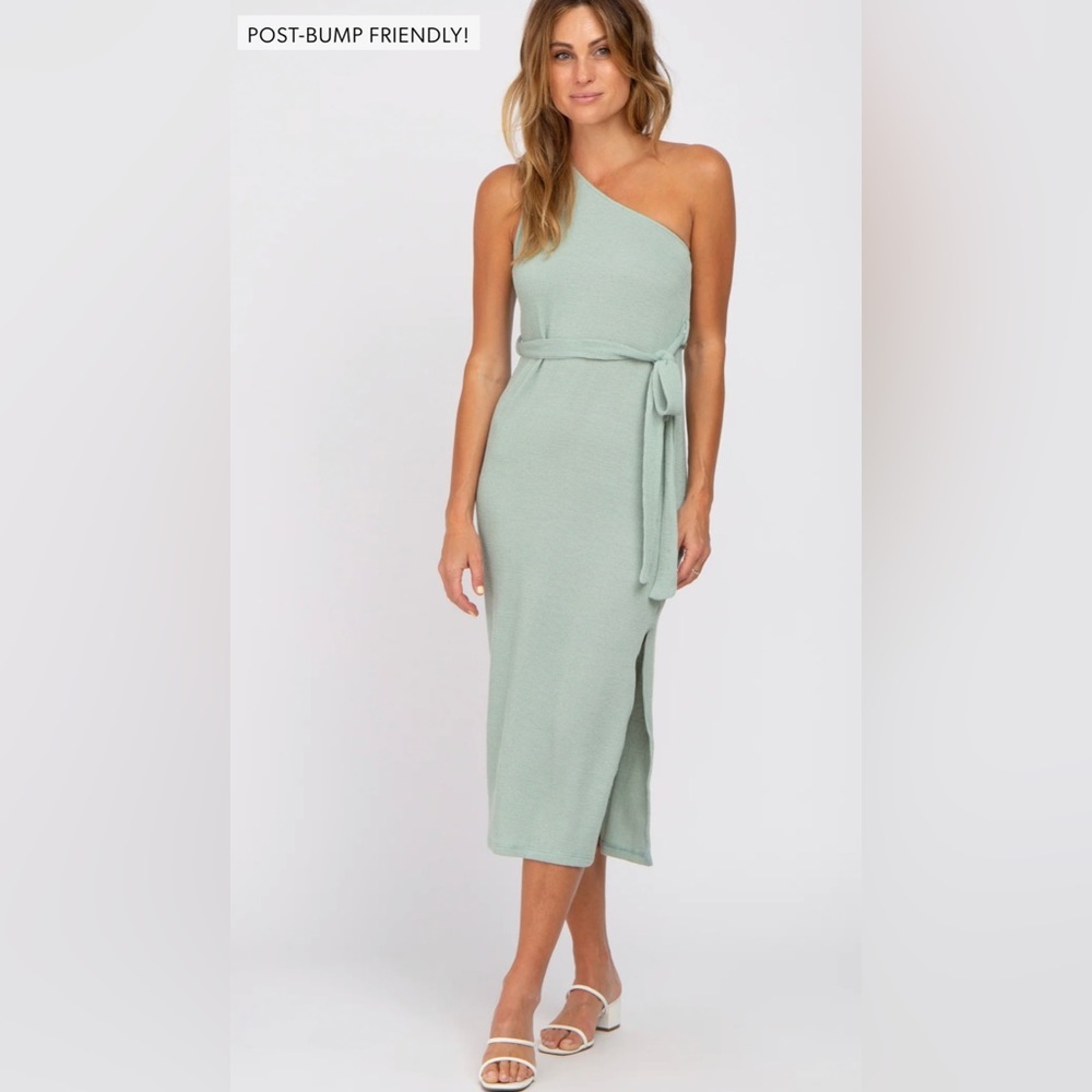 PinkBlush mint bodycon asymmetrical midi dress nwot - Picture 4 of 7